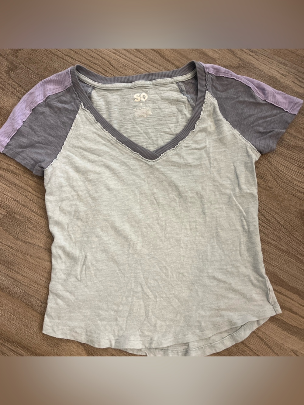 Womenβs Blue and grey Short Sleeve Top So brand Size Small like new